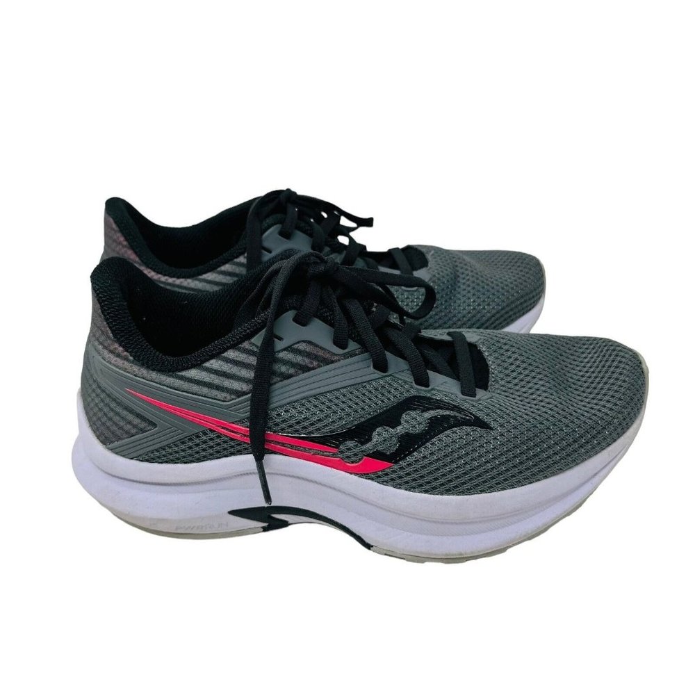 Saucony Womens Axon Gray Running Shoes Size 7 pink white